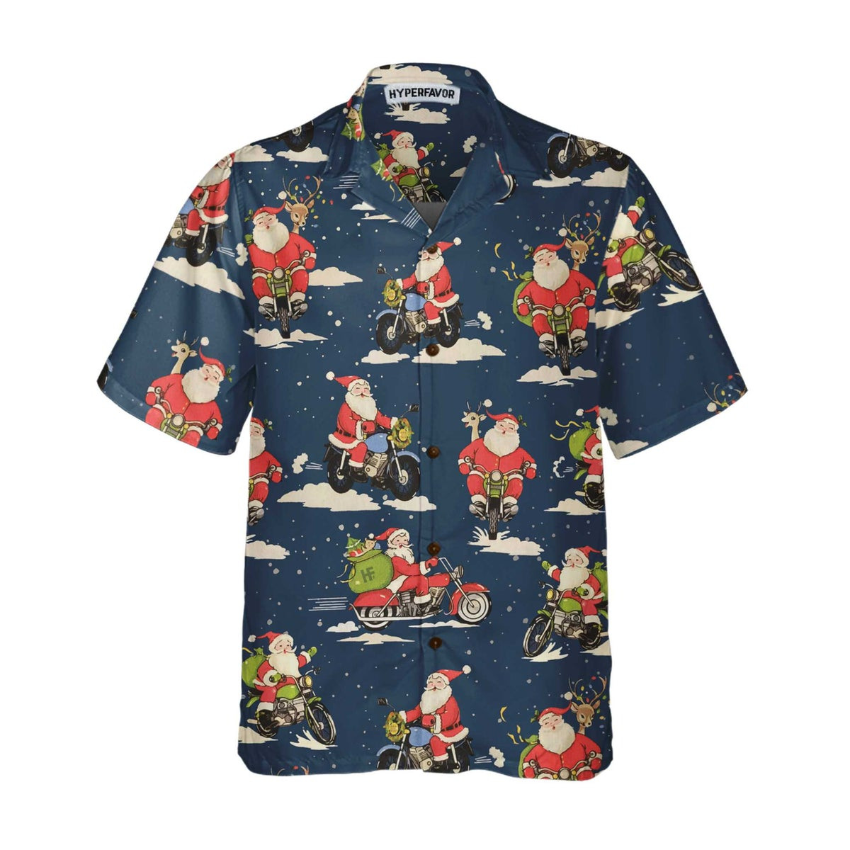 Santa Riding Motorcycle Christmas Hawaiian Shirt For Men Best Motorcycle Gift For Christmas