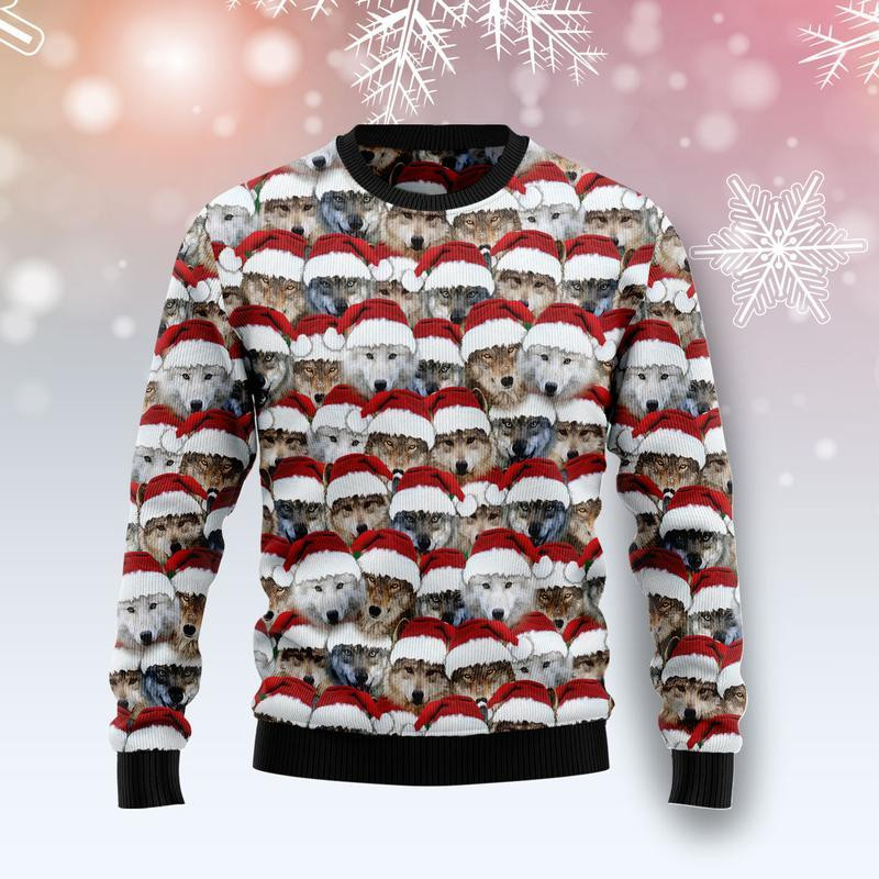 Santa Wolf Ugly Christmas Sweater Ugly Sweater For Men Women