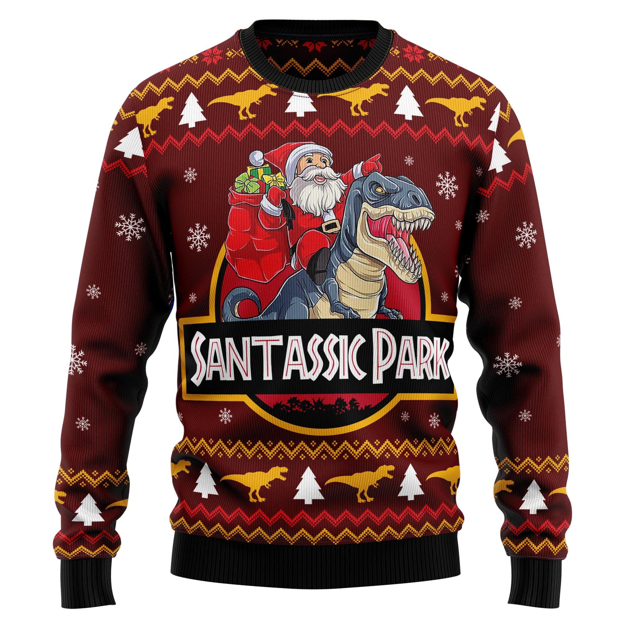 Santa and T-Rex Ugly Christmas Sweater