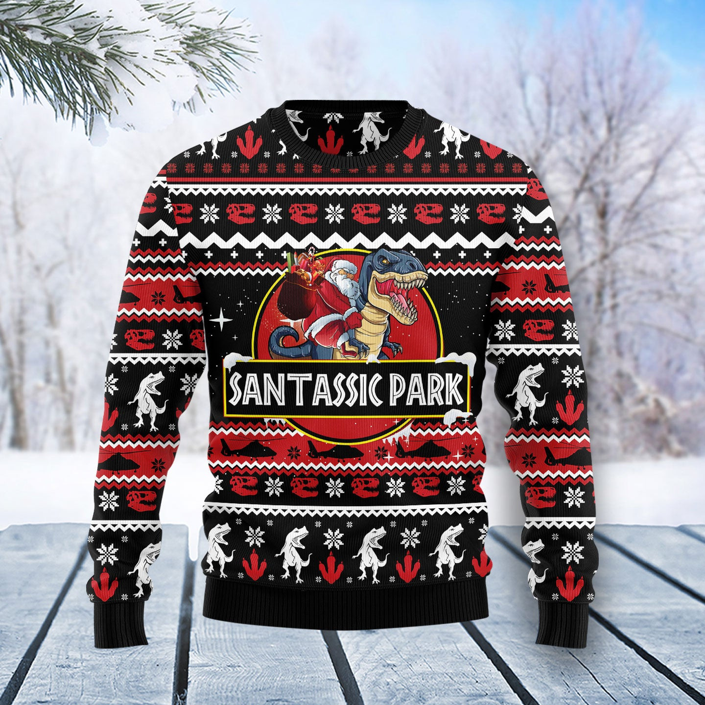 Santassic Park Ugly Christmas Sweater