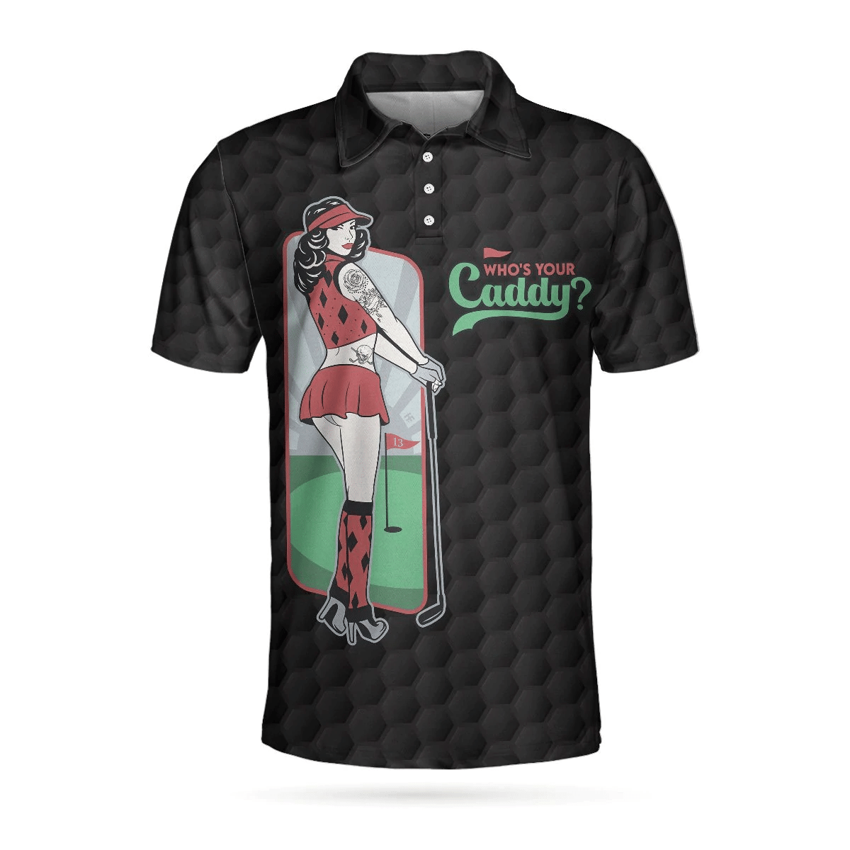 Sarcastic Shirt Whos Your Caddy Polo Shirt Black Golf Pattern Polo Shirt Unique Golf Shirts Short Sleeve Polo For Men