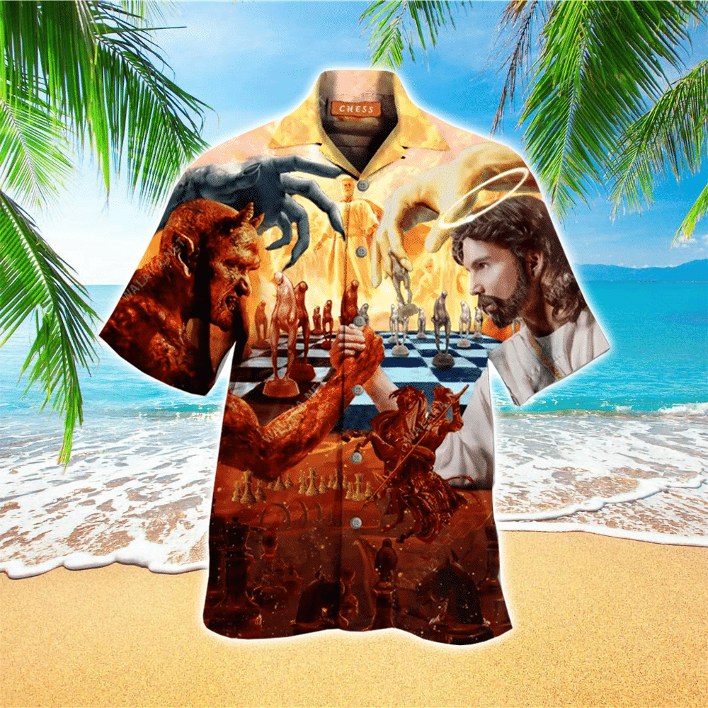 Satan Vs Jesus Battle Colorful Jesus Hawaiian Shirt for Men and Women