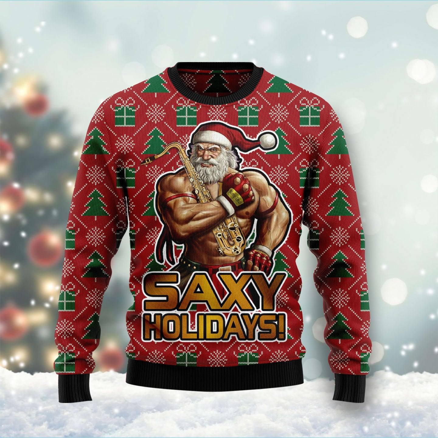 Saxy Holidays Ugly Christmas Sweater