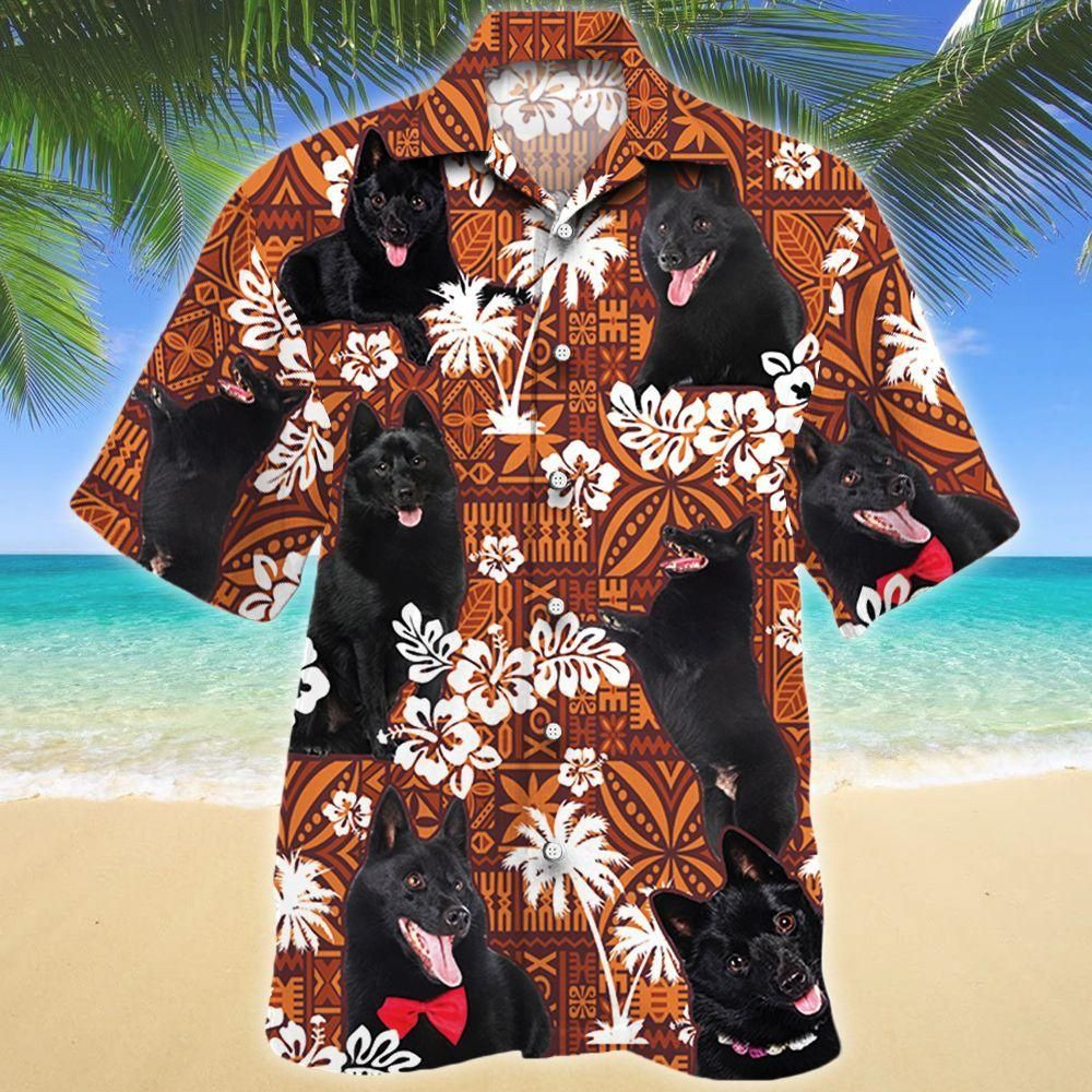 Schipperke Dog Red Tribal Aloha Hawaiian Shirt Colorful Short Sleeve Summer Beach Casual Shirt For Men And Women