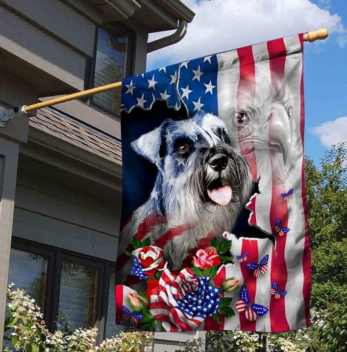 Schnauzer Proud Nation Dog Lover American Flag Garden Flag House Flag