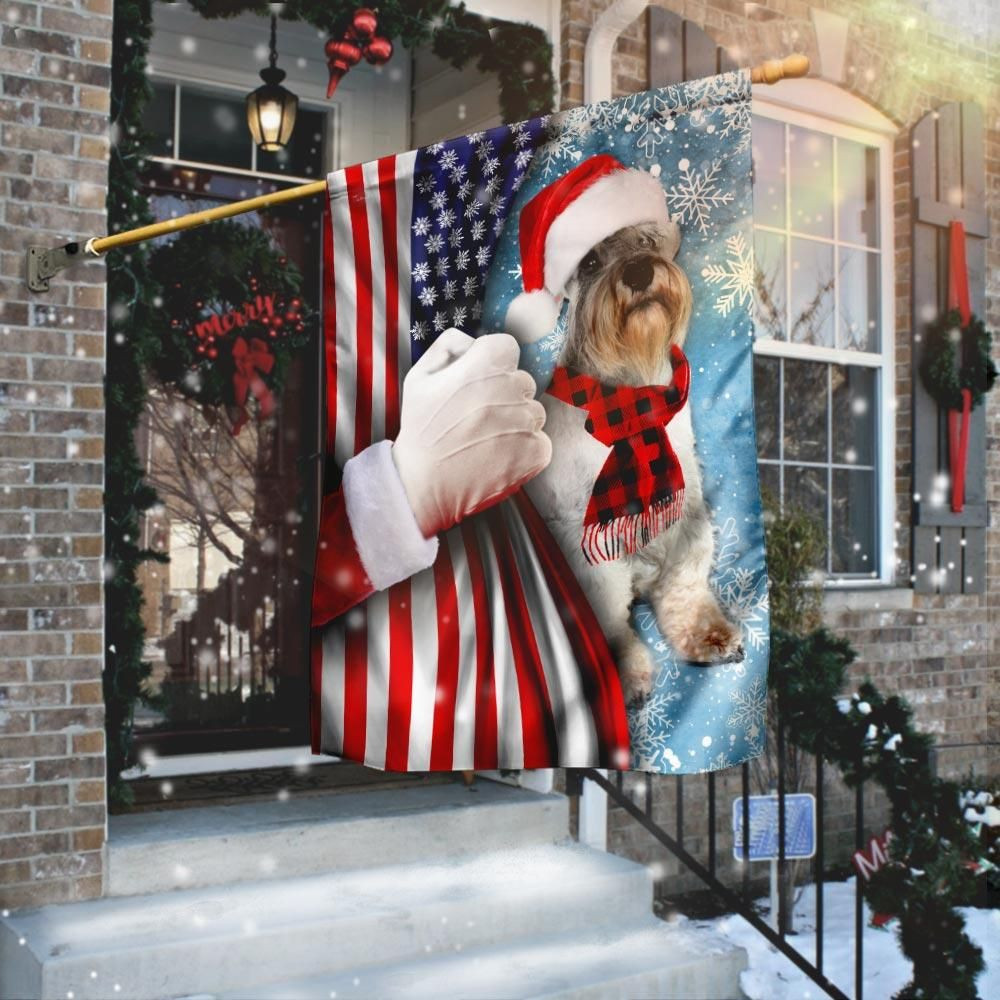 Schnauzer Through The Snow American Flag Garden Flag House Flag