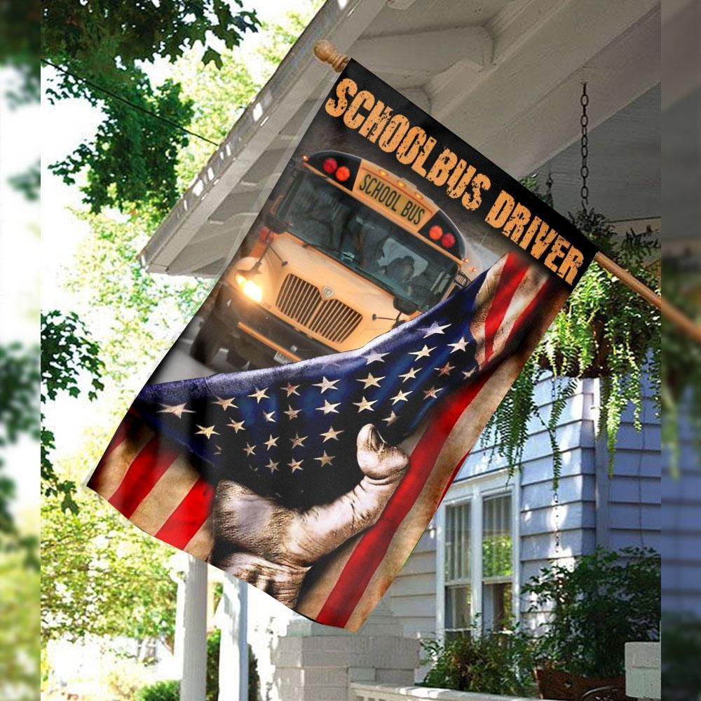 School Bus Driver Independence Day America Flag 4th Of July Garden Flag House Flag