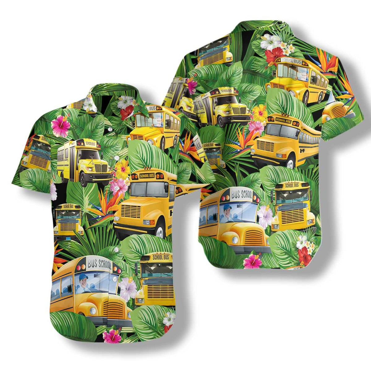 School Buses Hawaiian Shirt