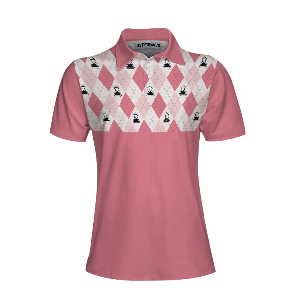 Science Pink Argyle Pattern Short Sleeve Women Polo Shirt