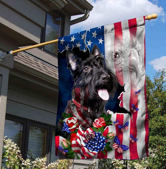 Scottish Terrier Proud Nation Dog Lover American Flag Garden Flag House Flag