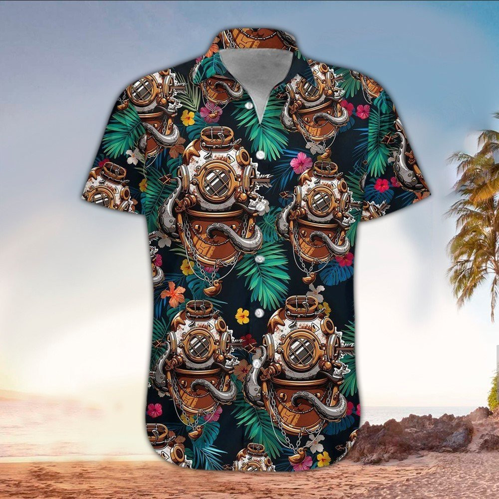 Scuba Apparel Scuba Button Up Shirt Summer Aloha Shirt