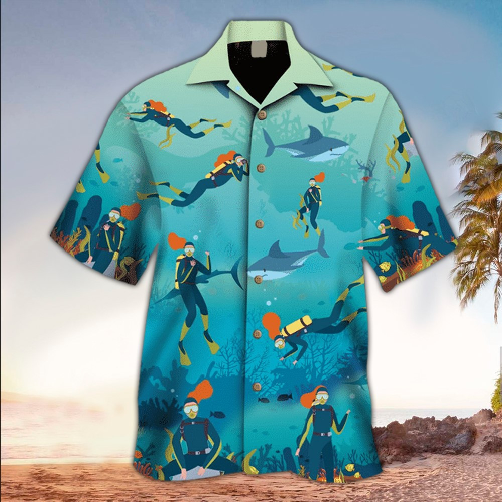 Scuba Apparel Scuba Button Up Shirt Summer Aloha Shirt