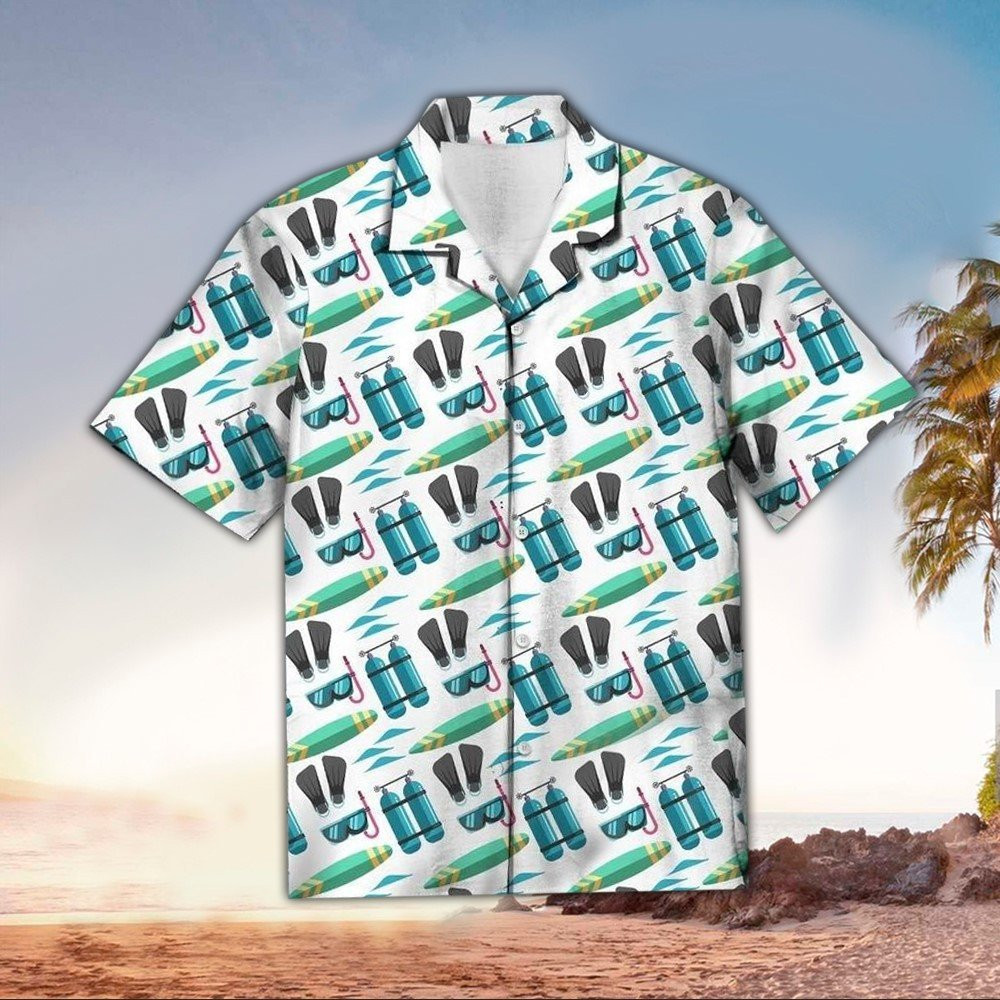 Scuba Apparel Scuba Button Up Shirt Summer Aloha Shirt