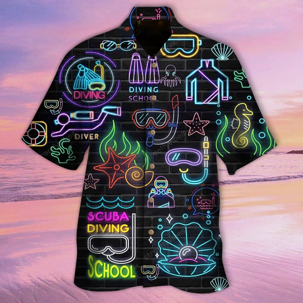 Scuba Diving Neon Hawaiian Shirt Hawaiian Shirt For Men