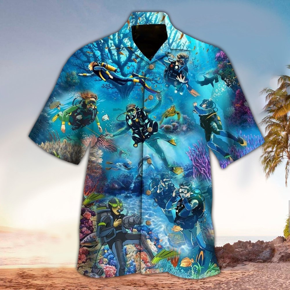 Scuba Hawaiian Shirt Scuba Button Up Shirt Summer Aloha Shirt