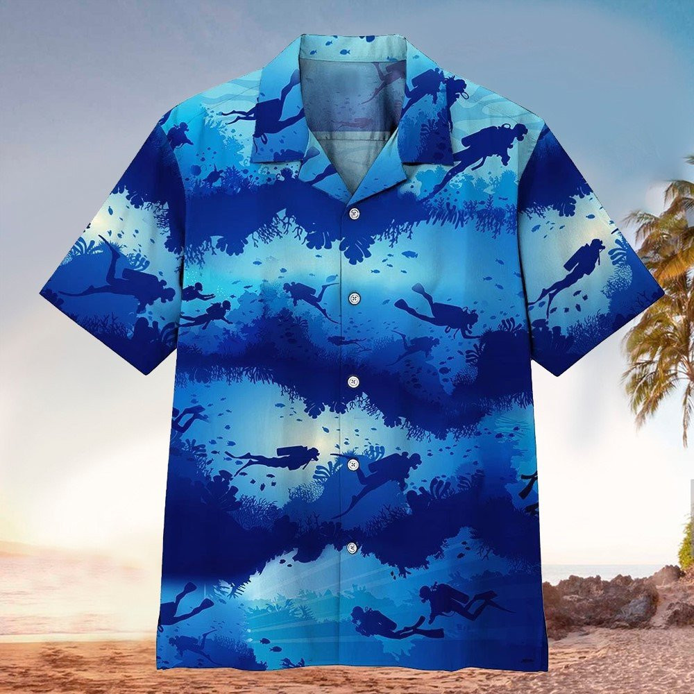 Scuba Hawaiian Shirt Scuba Button Up Shirt Summer Aloha Shirt