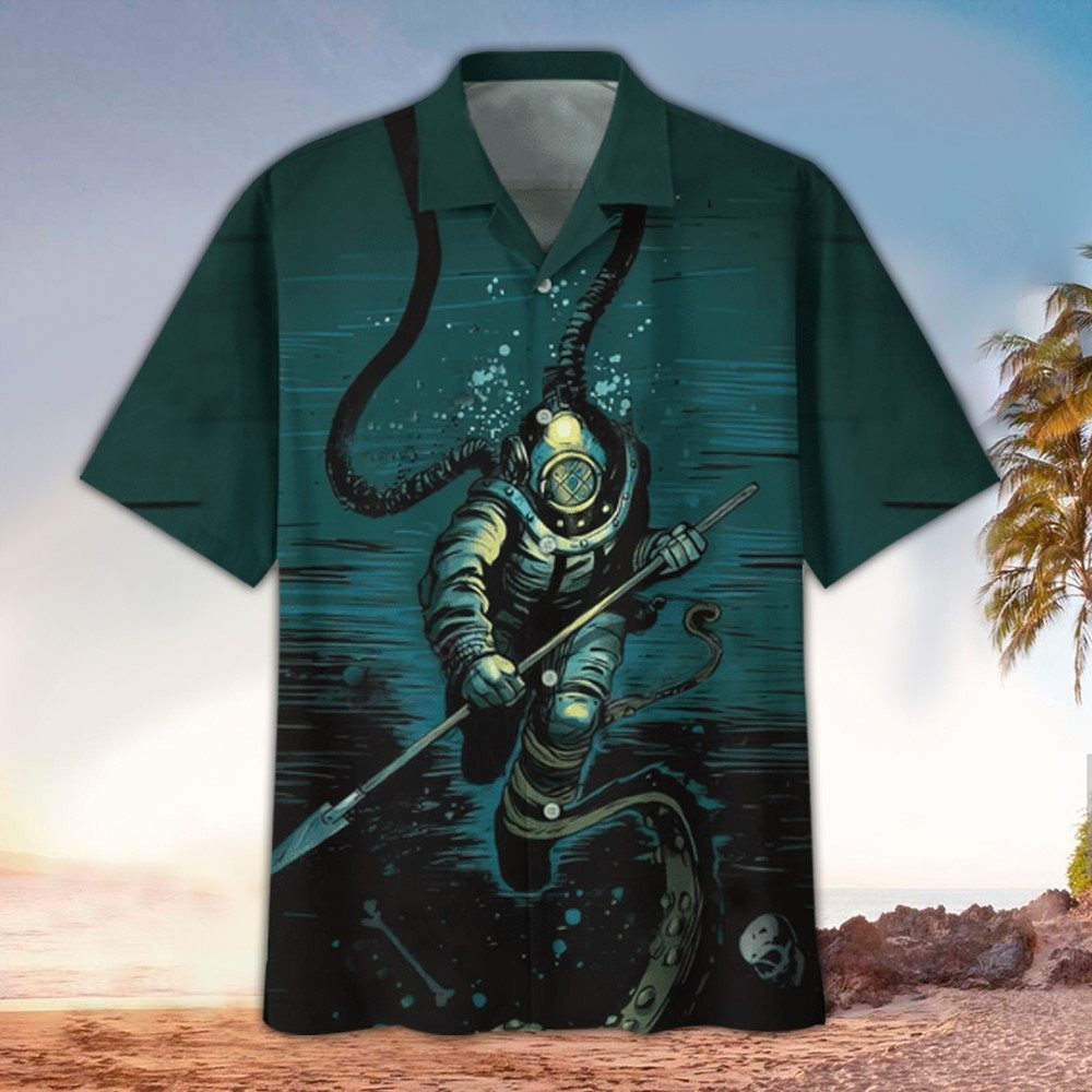 Scuba Hawaiian Shirt Scuba Button Up Shirt Summer Aloha Shirt