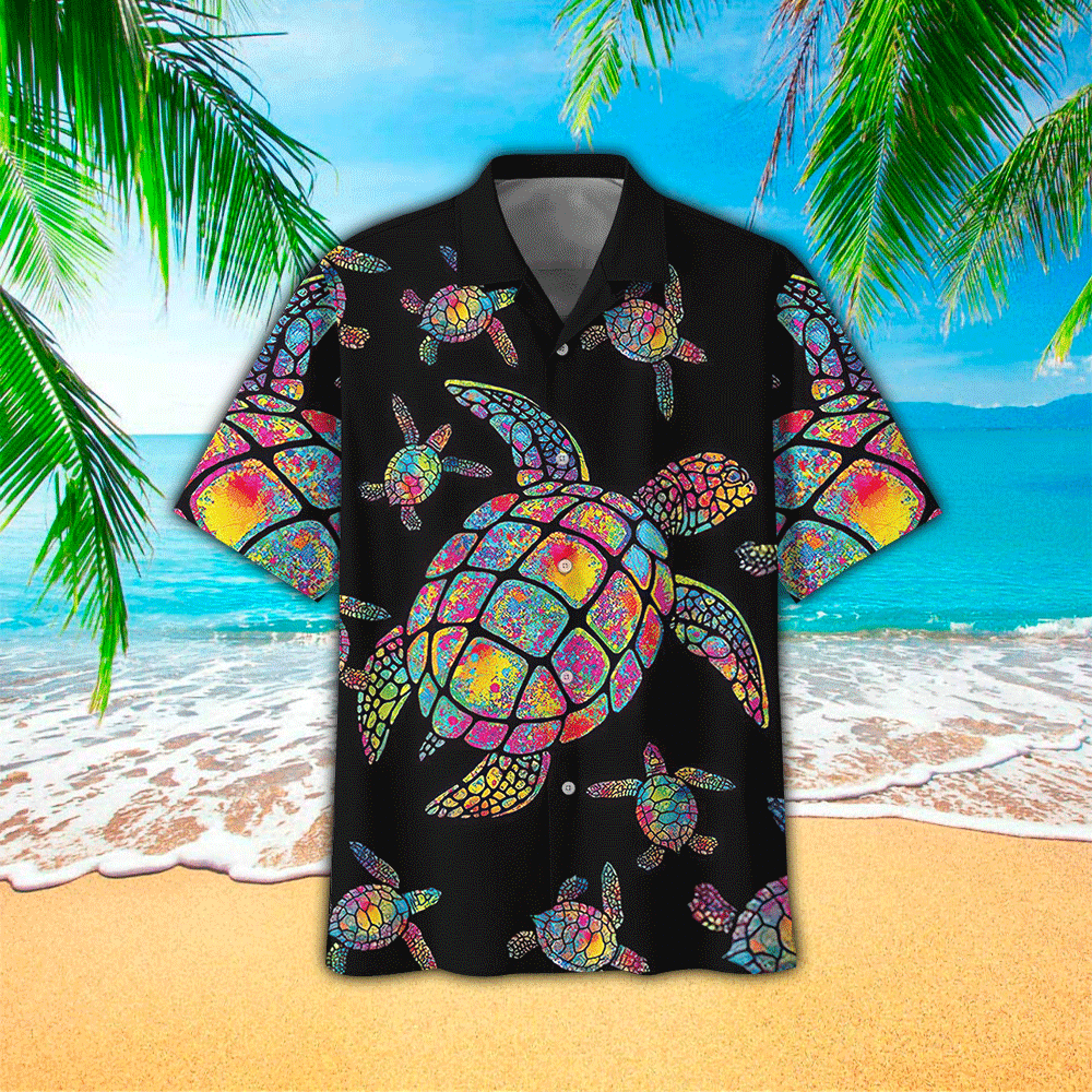 Sea Turtle Hawaiian Shirt Summer Aloha Shirt, Short Sleeve Hawaiian Shirt