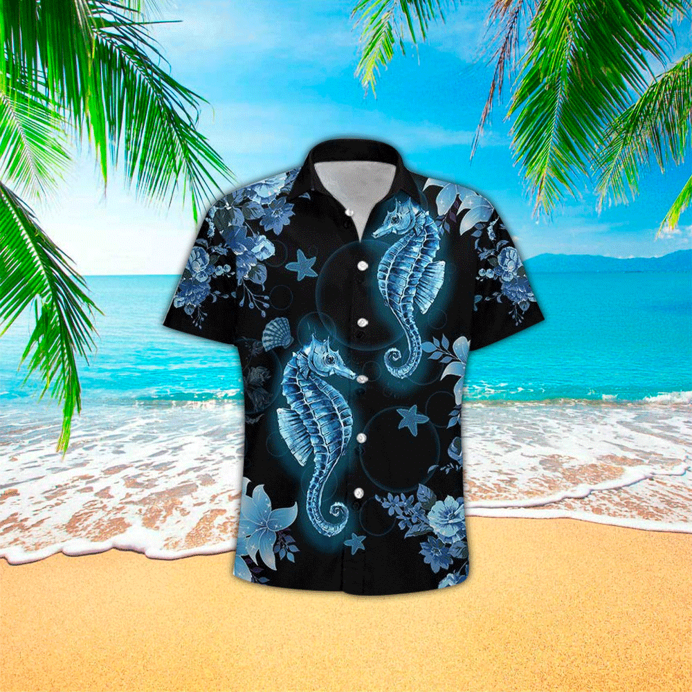 Seahorse Apparel Seahorse Hawaiian Button Up Shirt for Men and Women