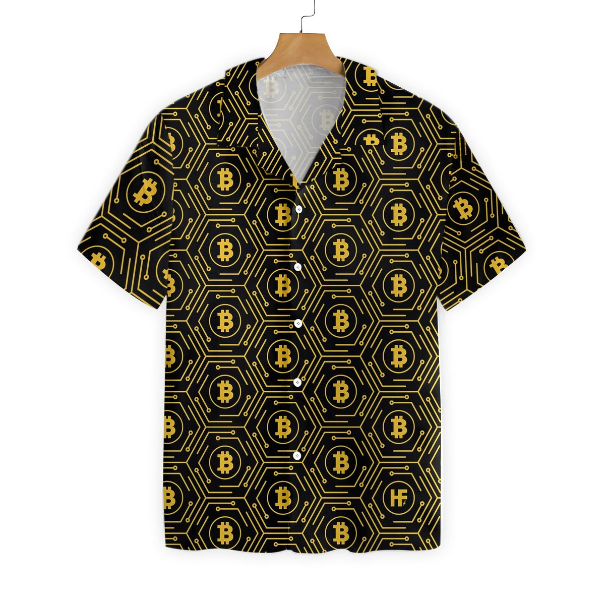 Seamless High Tech Bitcoin Cryptocurrency Hawaiian Shirt