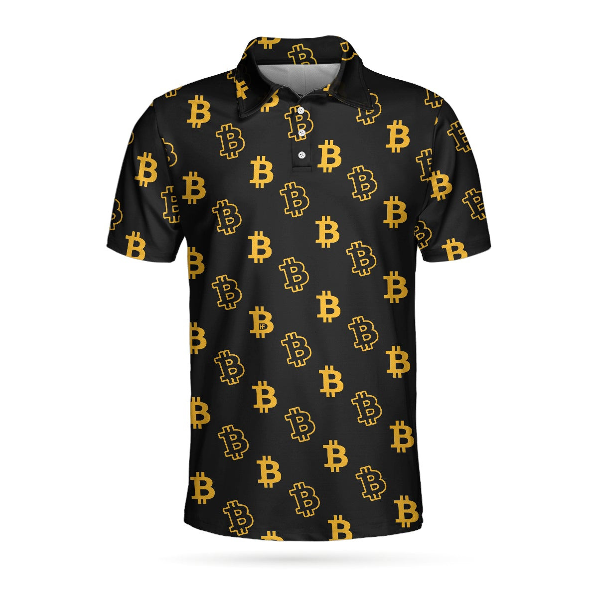 Seamless Pattern Bitcoin Polo Shirt Luxury Black And Gold Polo Shirt Best Cryptocurrency Shirt For Men