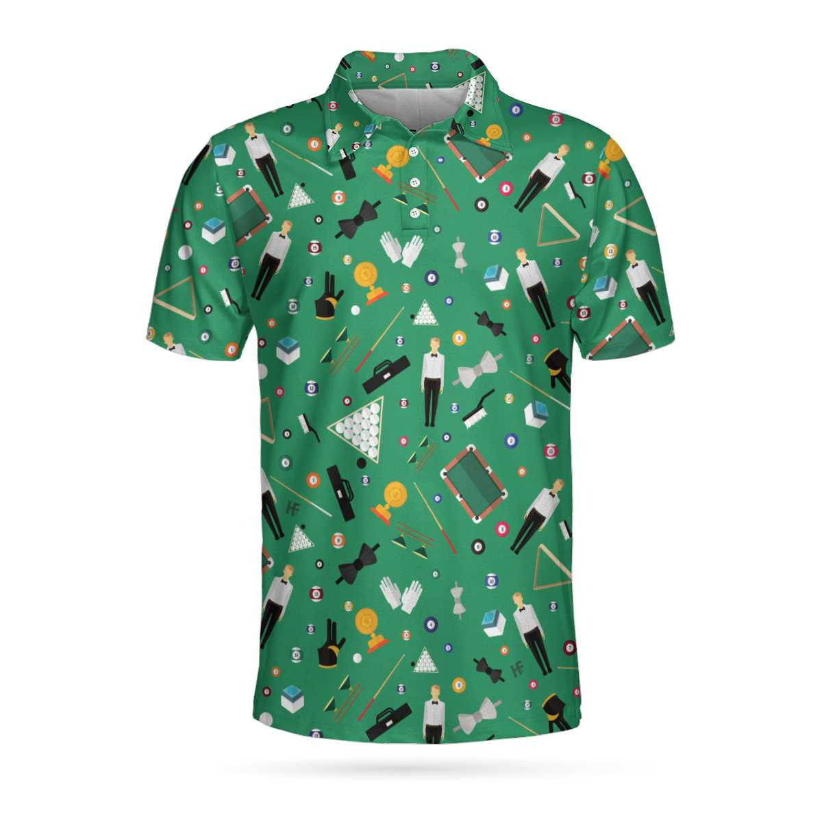 Seamless Texture Pattern Billiards Polo Shirt Green Billiards Shirt For Men Gift For Billiards Lovers