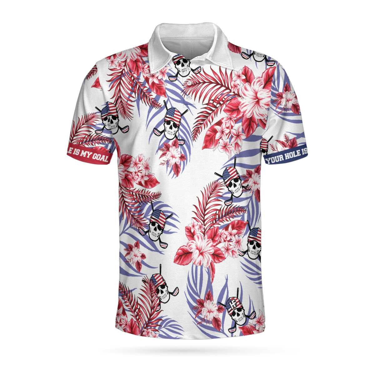 Seamless Tropical Pattern Golf Skull America Polo Shirt Texas Bluebonnet Golf Shirt For Men