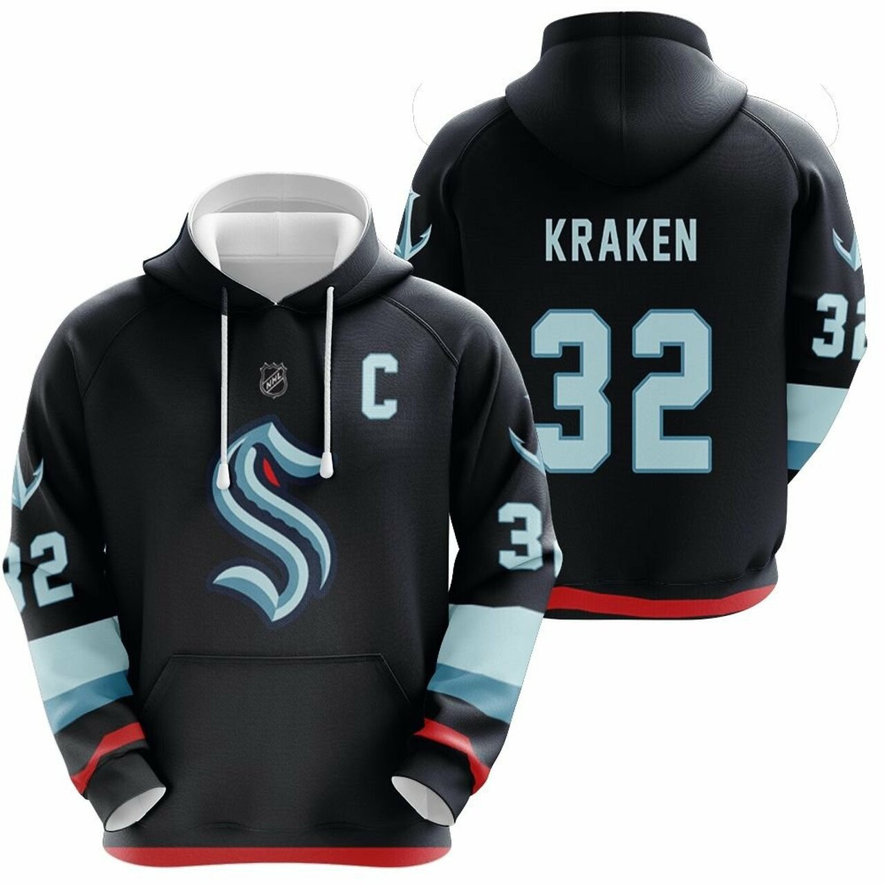 Seattle Kraken 32 Nhl Ice Hockey Team Logo 2020 Blue 3d Designed Allover Gift For Seattle Fans Hoodie