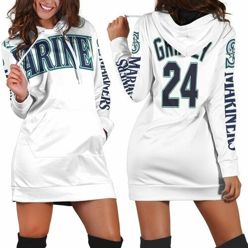 Seattle Mariners Ken Griffey Jr 24 2020 Mlb White Hoodie Dress Sweater Dress Sweatshirt Dress