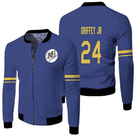 Seattle Mariners Ken Griffey Jr 24 Cooperstown Collection Mesh Batting Practice Blue Match Jersey Style Gift For Mariners Fans Fleece Bomber Jacket