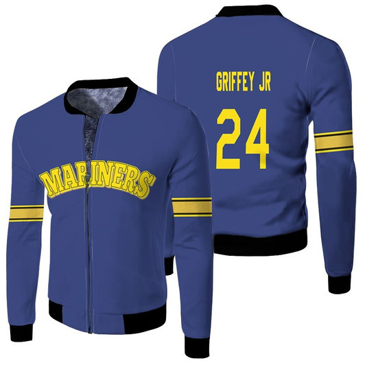 Seattle Mariners Ken Griffey Jr 24 Cooperstown Mesh Batting Practice Blue Match Jersey Style Gift For Mariners Fans Fleece Bomber Jacket