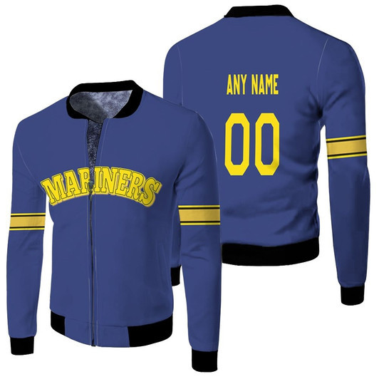 Seattle Mariners Personalized 00 Cooperstown Collection Mesh Batting Practice Blue Match Jersey Style Gift For Mariners Fans Fleece Bomber Jacket