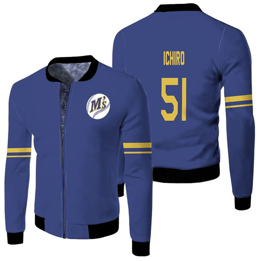 Seattle Mariners Suzuki Ichiro 51 Cooperstown Collection Mesh Batting Practice Blue Jersey Style Gift For Mariners Fans Fleece Bomber Jacket