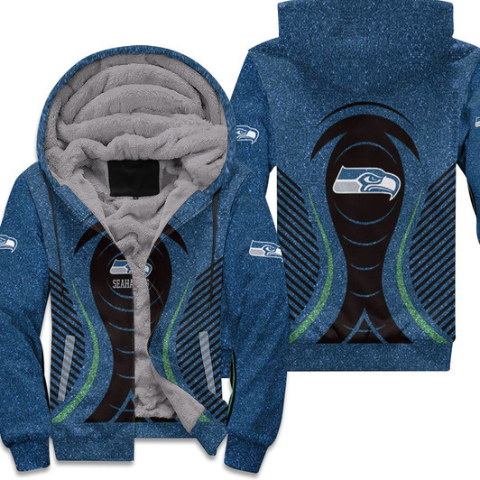 Seattle Seahawks Blue Glitter 3D Fleece Hoodie