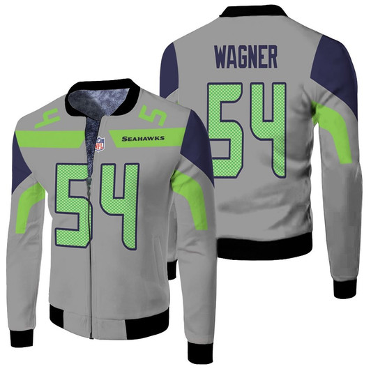 Seattle Seahawks Bobby Wagner 54 Nfl American Football 2019 Gray Jersey Style Gift For Seahawks Fans Fleece Bomber Jacket