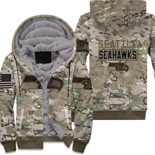 Seattle Seahawks Camouflage Veteran 3D Fleece Hoodie