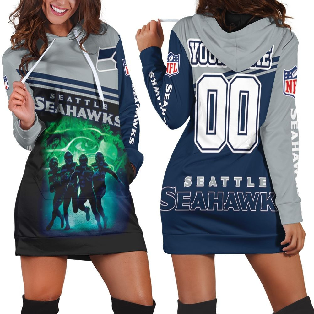 Seattle Seahawks Legend Players Personalized Hoodie Dress Sweater Dress Sweatshirt Dress