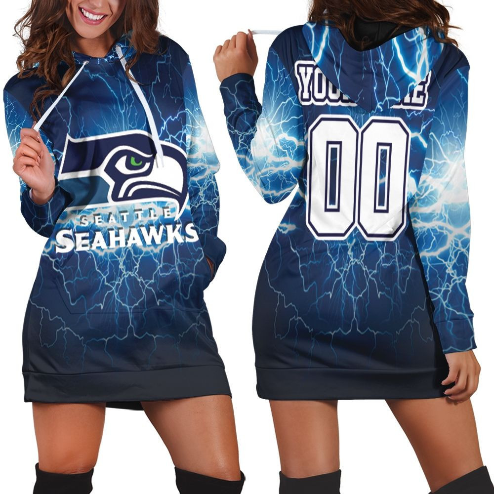 Seattle Seahawks Lightning 3d Hoodie Dress Sweater Dress Sweatshirt Dress