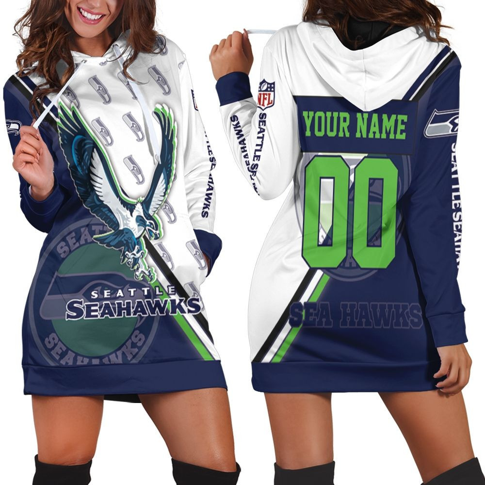 Seattle Seahawks Logo Nfl For Fans 3d Hoodie Dress Sweater Dress Sweatshirt Dress