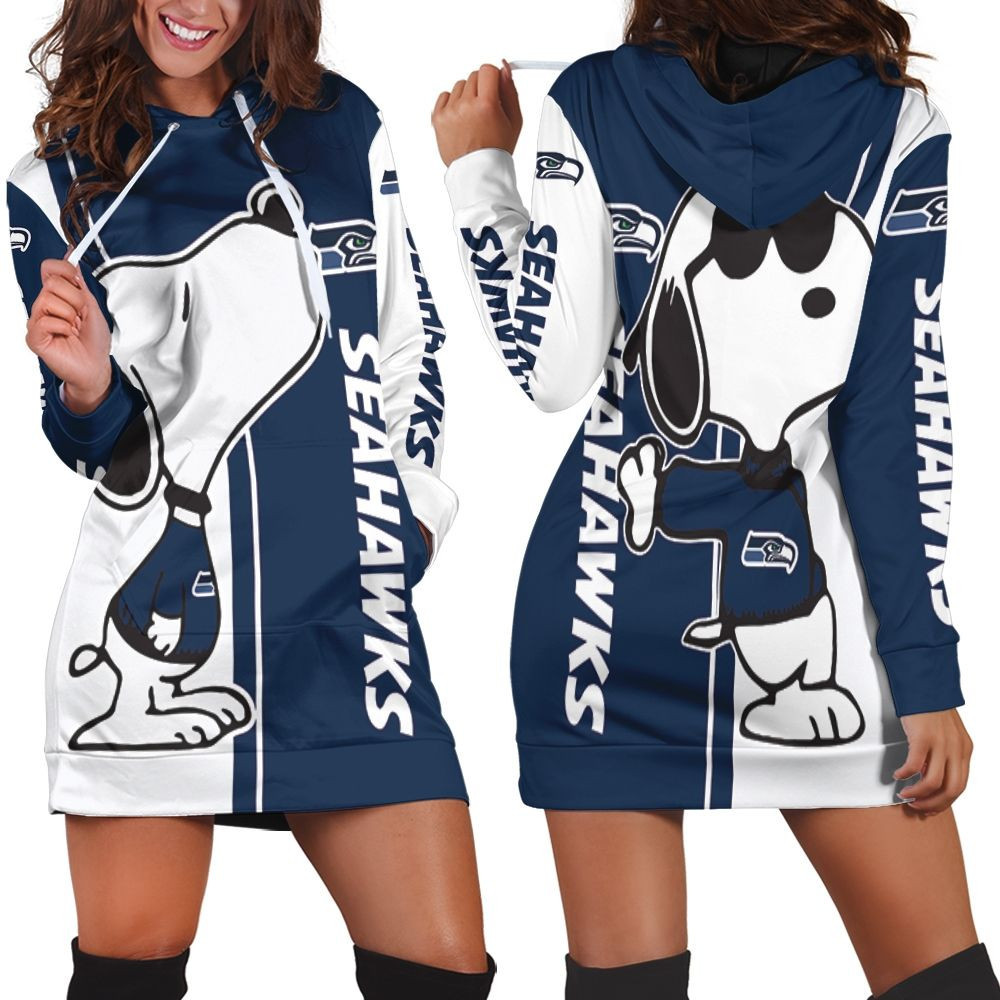 Seattle Seahawks Snoopy Lover 3d Hoodie Dress Sweater Dress Sweatshirt Dress