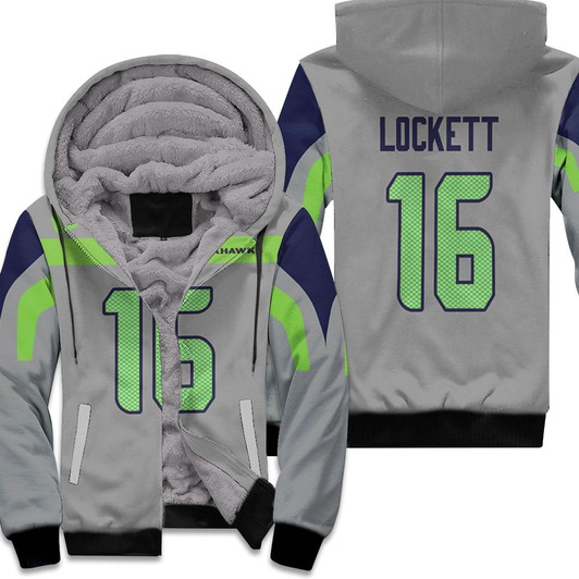 Seattle Seahawks Tyler Lockett 16 Nfl American Football 2019 Gray Jersey Style Gift For Seahawks Fans Fleece Hoodie