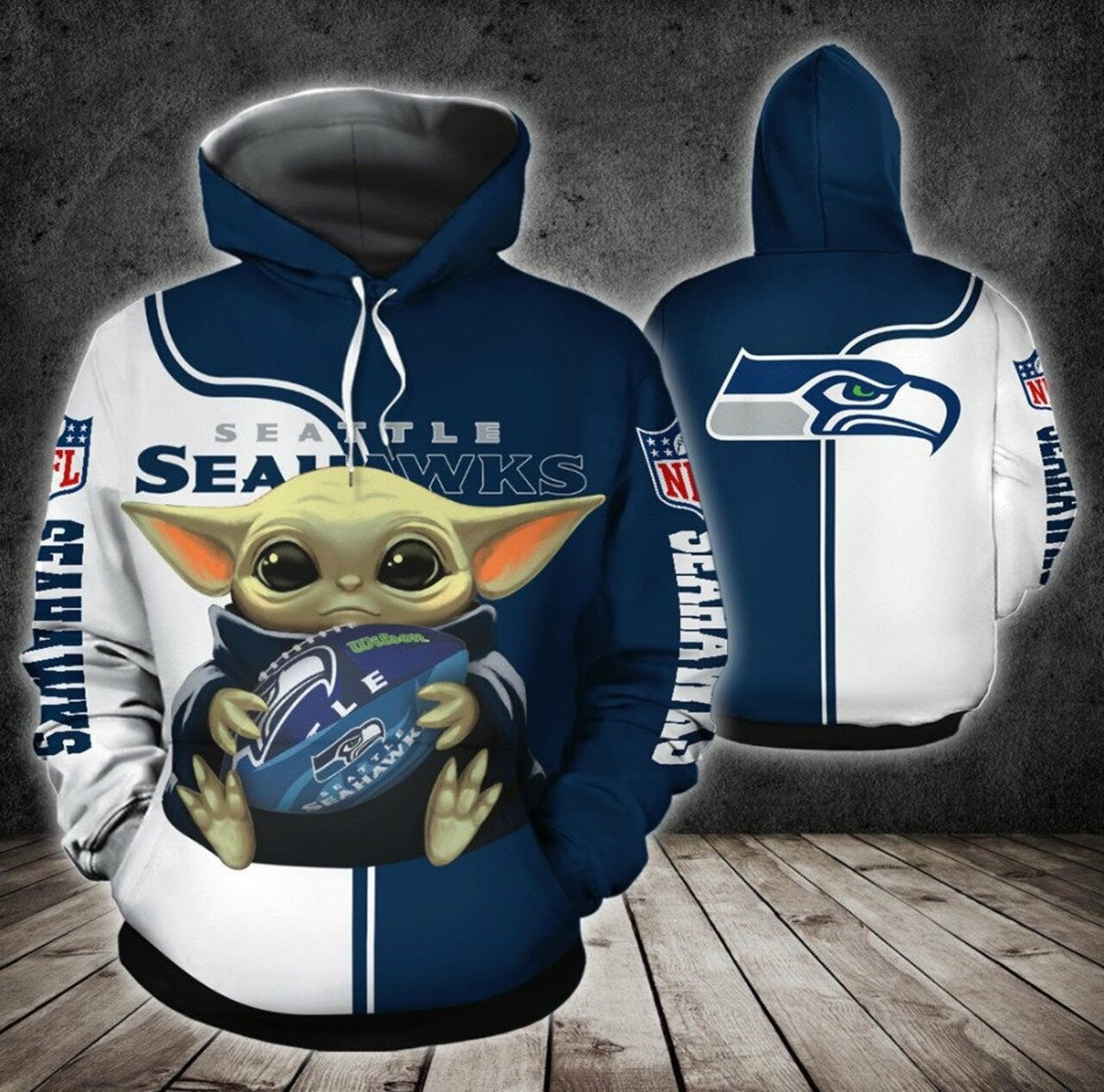 Seattle Seahawks Yoda Nfl 3d All Over Print Hoodie