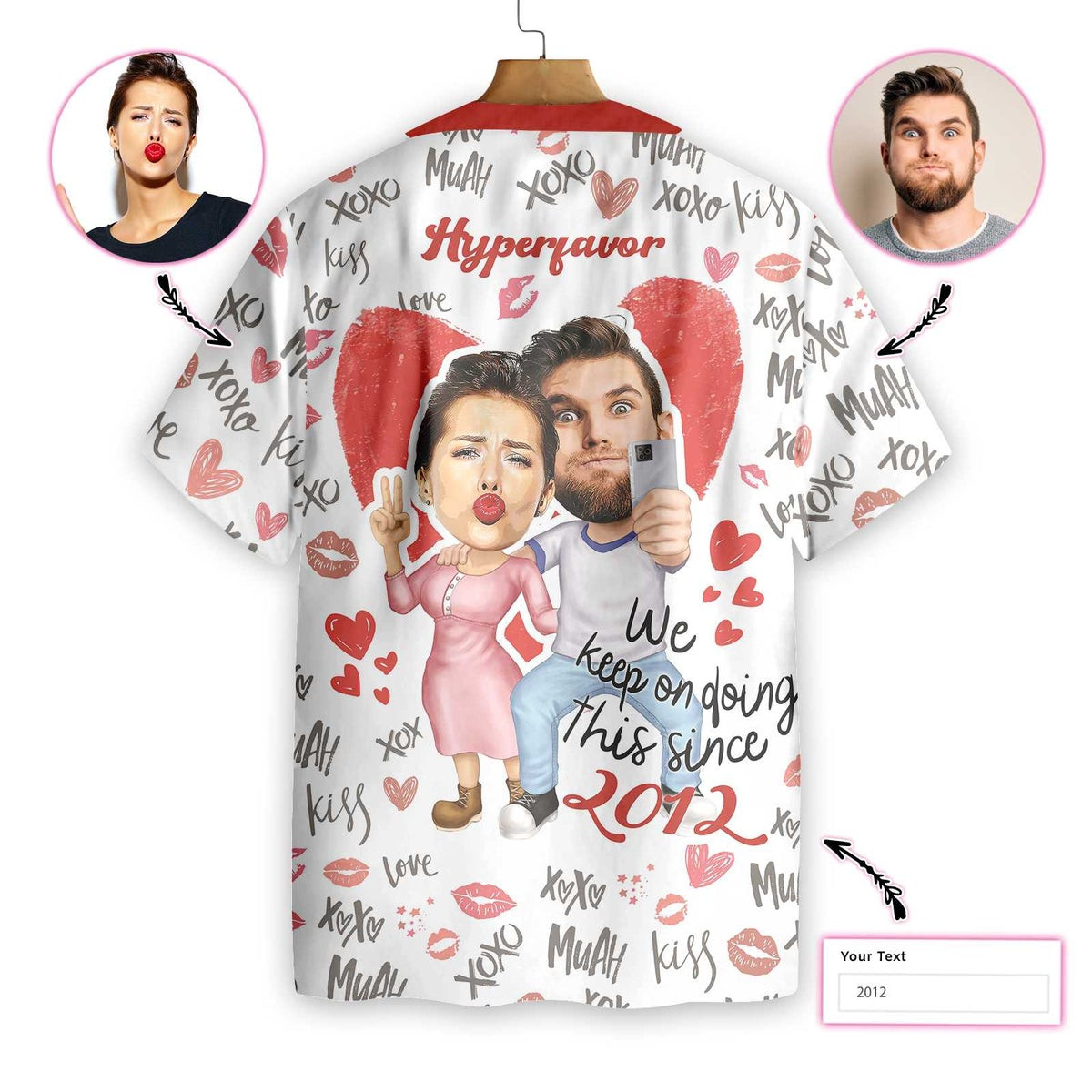 Selfie Couple Scupidity Love Custom Hawaiian Shirt