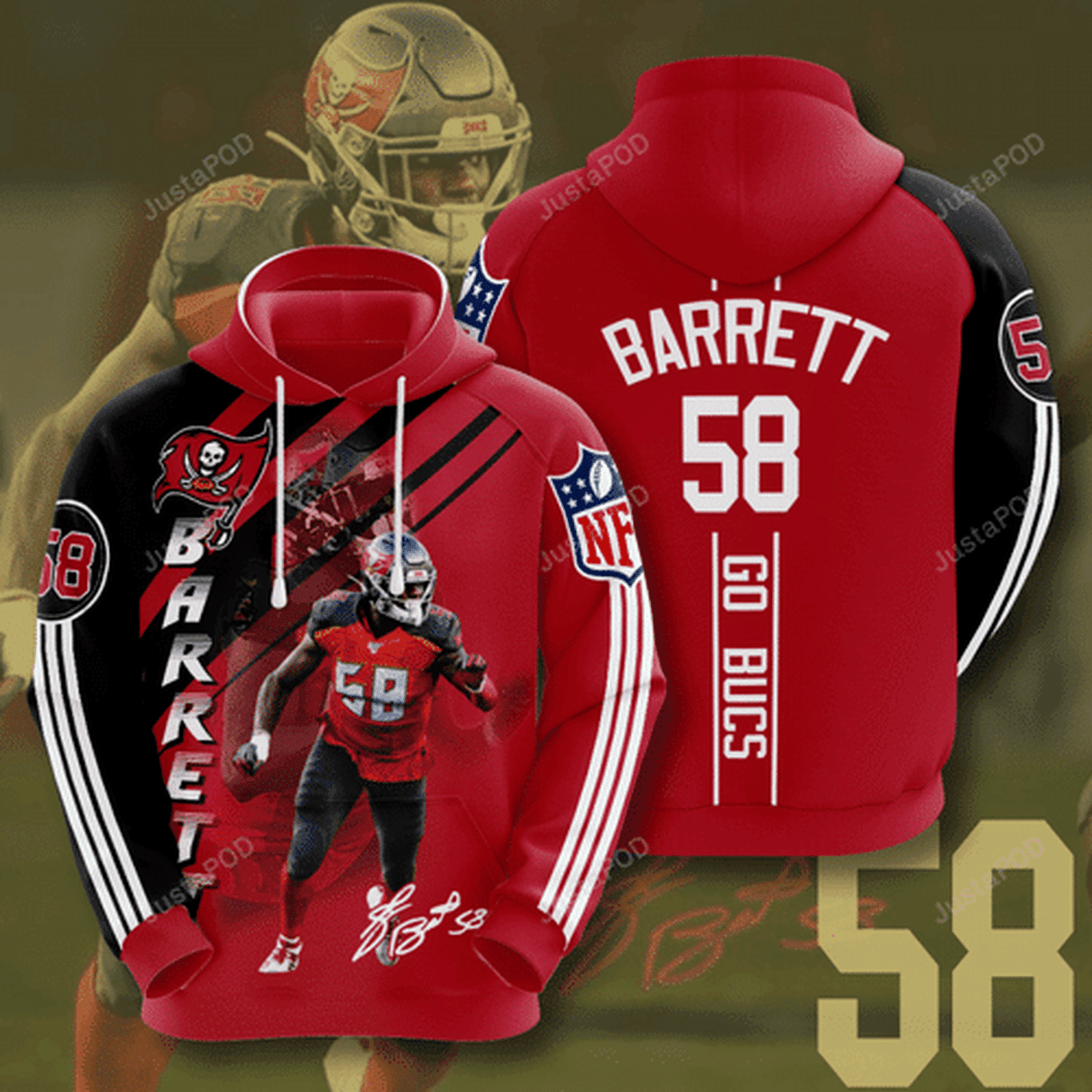 Shaquil Barrett Tampa Bay Buccaneers Nfl 3d All Over Print Hoodie