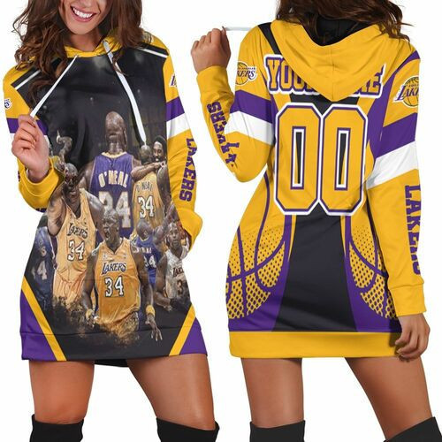 Shaquille Oneal 34 Los Angeles Lakers For Fans Personalized Hoodie Dress Sweater Dress Sweatshirt Dress