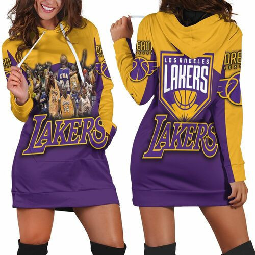 Shaquille Oneal 34 Los Angeles Lakers Nba Western Conference Hoodie Dress Sweater Dress Sweatshirt Dress