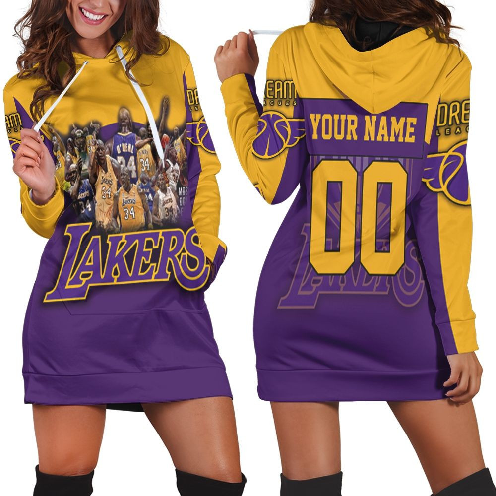 Shaquille Oneal 34 Los Angeles Lakers Nba Western Conference Personalized Hoodie Dress Sweater Dress Sweatshirt Dress