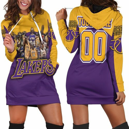 Shaquille Oneal 34 Los Angeles Lakers Nba Western Conference Personalized Hoodie Dress Sweater Dress Sweatshirt Dress