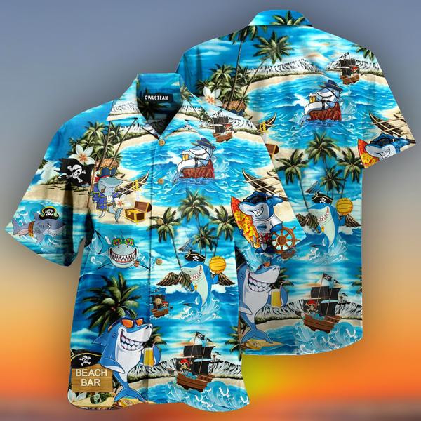 Shark Amazing Pirate Beach Bar Limited Edition - Hawaiian Shirt - Hawaiian Shirt For Men, Hawaiian Shirt For Women, Aloha Shirt