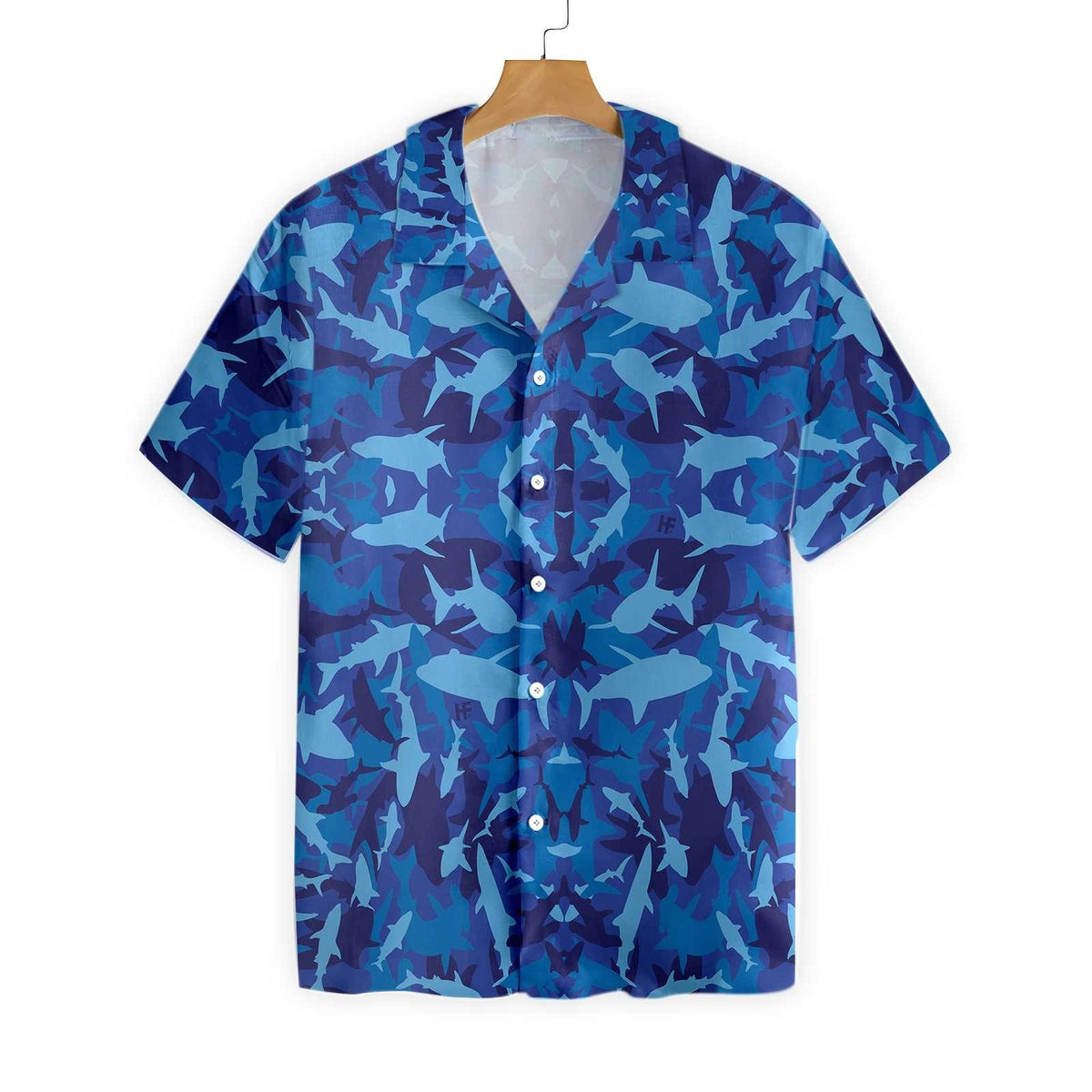 Shark Blue Camo Pattern Hawaiian Shirt